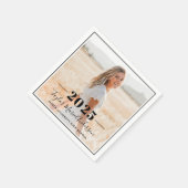 2025ミニマリスト黒写真卒業パーティー スタンダードカクテルナプキン (角)