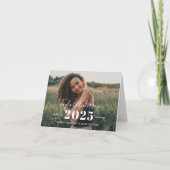 2025ミニマル白カスタム色写真卒業 サンキューカード (正面)