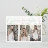 2025ミントグリーンのクラス、赤面卒業写真 招待状 (スタンド正面)