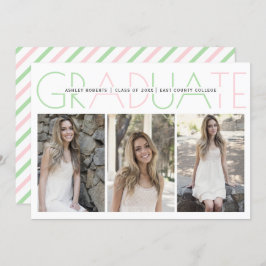 2025ミントグリーンのクラス、赤面卒業写真 招待状