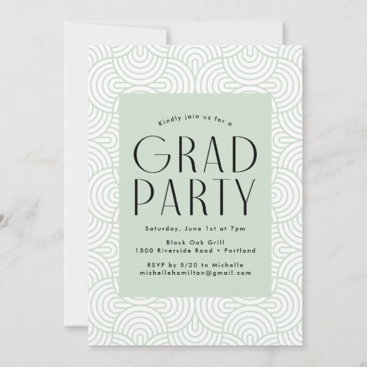 2025ミントモダングリーン3写真卒業パーティー 招待状 (裏面)