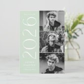 2025ミントモダングリーン3写真卒業パーティー 招待状 (スタンド正面)