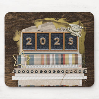 2025メタルルック、グラッドキャップ、ディプロマ、スター、紙、ボウ マウスパッド