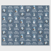 2025メリークリスマスと雪だるま ラッピングペーパー (フラット)