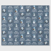 2025メリークリスマスと雪だるま ラッピングペーパー (フラット)