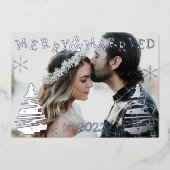 2025メリー年結婚した新婚フォトシルバー 箔シーズンカード (正面)