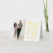 2025モダンはっきりしたタイポグラフィ年末年始の写真 箔シーズンカード (正面)