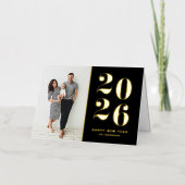 2025モダンはっきりしたタイポグラフィ黒年写真 箔シーズンカード (正面)