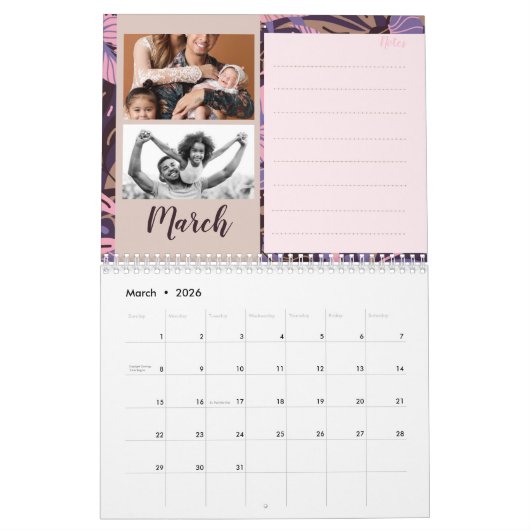 2025モダンカスタム家族の写真自分で作成 カレンダー (3月 2026)