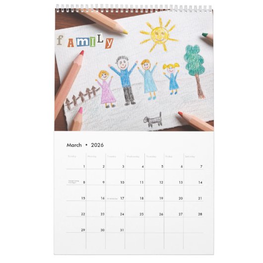 2025モダンカスタム年の写真ご自身の家族Caを作成 カレンダー (3月 2026)