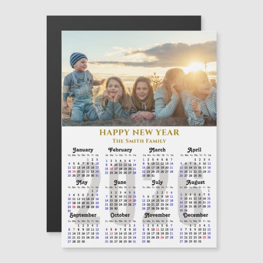 2025モダンカレンダー金ゴールドスクリプト磁気シンプルディスク (正面/裏面)