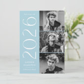 2025モダンスカイブルー3写真卒業パーティー 招待状 (スタンド正面)