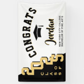 2025モダン年のゴールデンブラック卒業クラスパーティー 横断幕 (縦)