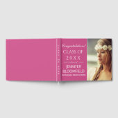 2025モダン年のピンクの白い写真卒業クラス ゲストブック (全面)