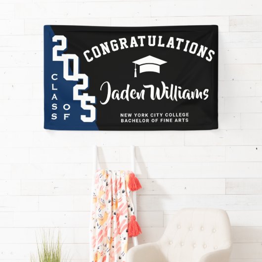 2025モダン年のブラックブルー卒業クラスパーティー 横断幕 (インサイチュ)