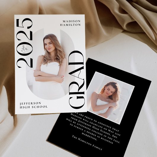 2025モダン年の授業Grad 2写真卒業 案内状