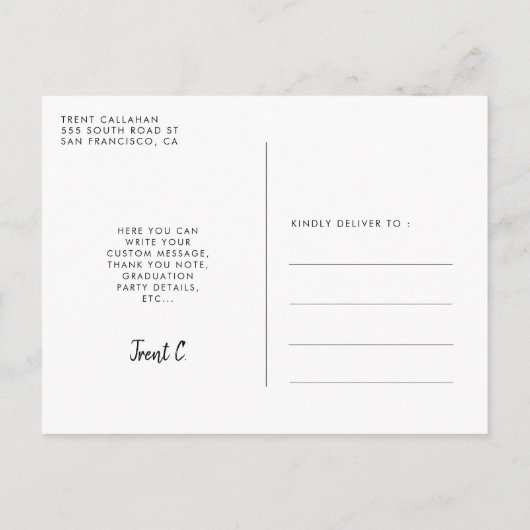 2025モダン年のScriptクラス写真卒業 ポストカード (裏面)