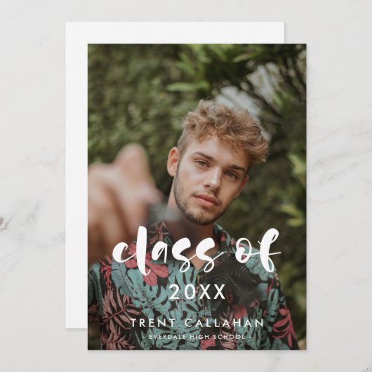 2025モダン年のScriptクラス写真卒業 案内状 (正面/裏面)