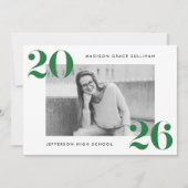 2025モダン年はっきりしたグリーンフォト卒業パーティー 招待状 (正面)