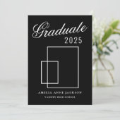 2025モダン年エレガントモノクロ研究科写真 招待状 (スタンド正面)