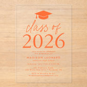 2025モダン年オレンジ卒業パーティーのクラス アクリル招待状 (正面)