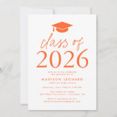 2025モダン年オレンジ卒業パーティーのクラス 招待状 (正面)