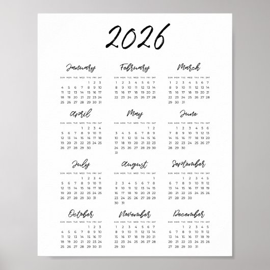 2025モダン年カレンダー ポスター (正面)