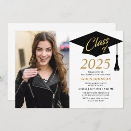 2025モダン年シンプル写真卒業パーティーの授業 招待状