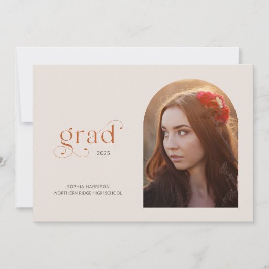 2025モダン年シンプル3月の卒業式パーティー 招待状 (正面)