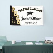 2025モダン年パーティーのブラックゴールデン卒業クラス 横断幕 (トレードショー)