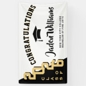 2025モダン年パーティーのブラックゴールデン卒業クラス 横断幕 (縦)