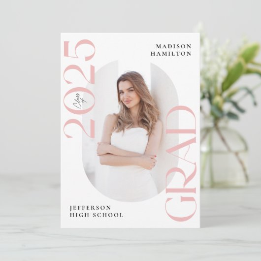 2025モダン年ピンクグラード2写真卒業 案内状 (スタンド正面)