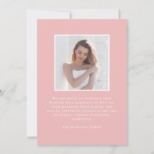 2025モダン年ピンクグラード2写真卒業 案内状 (裏面)