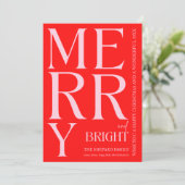 2025モダン年メリーのクリスマスと鮮やかな赤ピンク シーズンカード (スタンド正面)