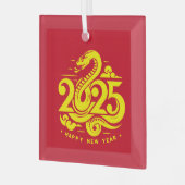 2025モダン年中国ののハッピーニューイヤー ガラスオーナメント (正面左)