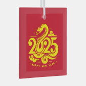 2025モダン年中国ののハッピーニューイヤー ガラスオーナメント (正面右)