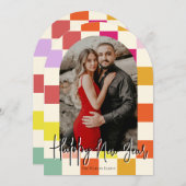 2025モダン年数々の初の明るいグルービー色 招待状 (正面/裏面)