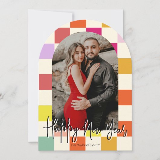 2025モダン年数々の初の明るいグルービー色 招待状 (正面)