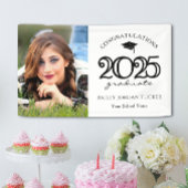 2025モダン年白黒写真卒業パーティー 横断幕