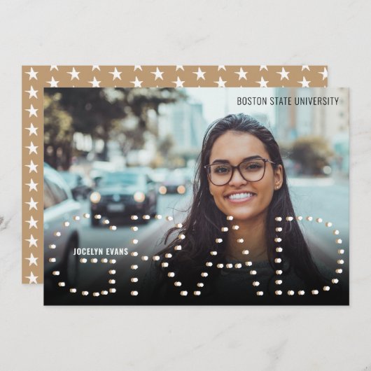 2025モダン年金ゴールド写真卒業のお知らせ 案内状 (正面/裏面)