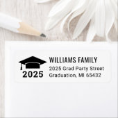 2025モダン白黒卒業差出人住所 ラベル (インサイチュ)