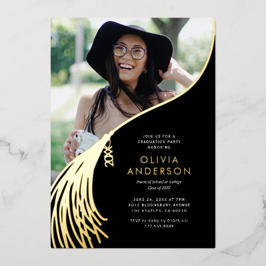 2025ラージタッセルフォト卒業パーティー 箔招待状 (正面)