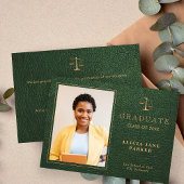 2025ロースクール卒業グリーン金ゴールド写真 案内状