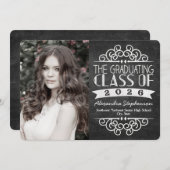 2025ヴィンテージChalkboard卒業写真 招待状 (正面/裏面)
