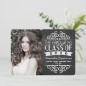 2025ヴィンテージChalkboard卒業写真 招待状 (スタンド正面)