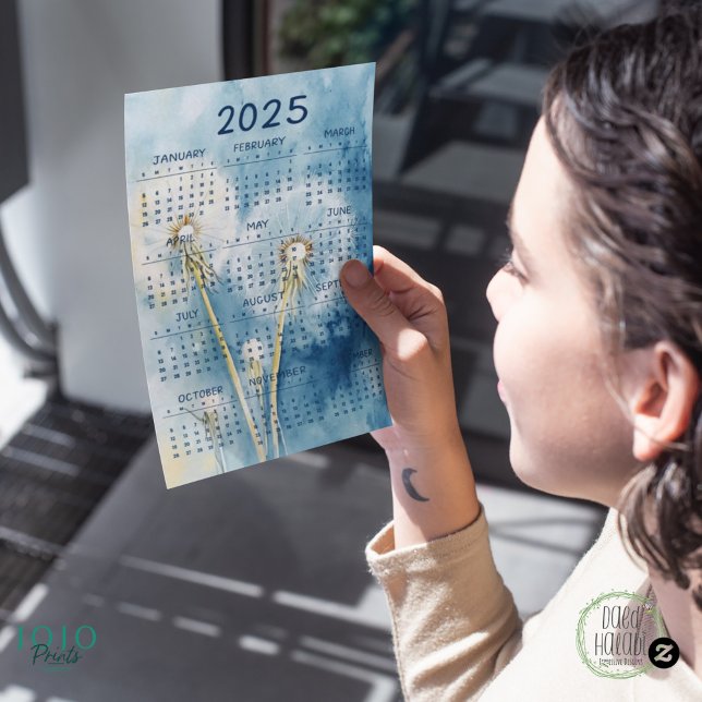 2025ヴィンテージDandelion背景 (Calendar 2025 Dandelion Flower Background - card)