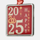 2025中国の年の新しい年の蛇赤モダン メタルオーナメント (左)