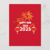 2025中国の年新年中国のの蛇口 ポストカード (正面)