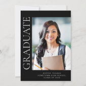 2025写真モダン白黒卒業パーティー 招待状 (裏面)