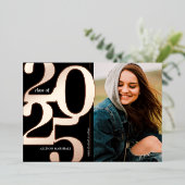 2025写真卒業パーティーバラ金ゴールド 箔招待状 (立ち正面)